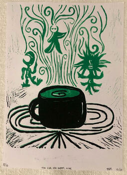 &quot;The sun, the moon, &amp; me&quot; Linocut Print